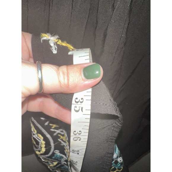 Kate & Sam Boho Dress Embroidered Tassels 3/4 Bell Sleeves Black Sz Large Hippie - Picture 4 of 5